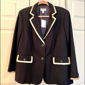 Vintage Navy Blue w/tan piping Talbots Blazer